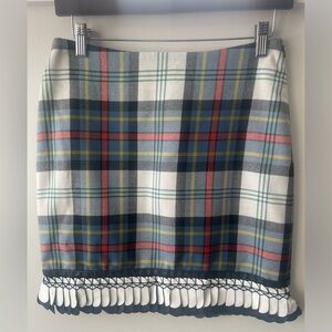 Danielle Romeril Alicia Tartan- Check wool Skirt with leather Fringe Hem